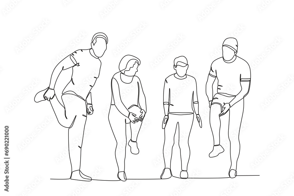 Single continuous line drawing of A group of people doing sports. outdoor crowd concept, vector illustration of male and female crowd
Single continuous line drawing of A group of people doing sports. outdoor crowd concept, vector illustration of male and female crowd