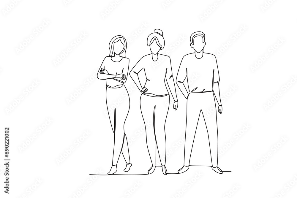 Single continuous line drawing of a group of people in style. outdoor crowd concept, vector illustration of male and female crowd
