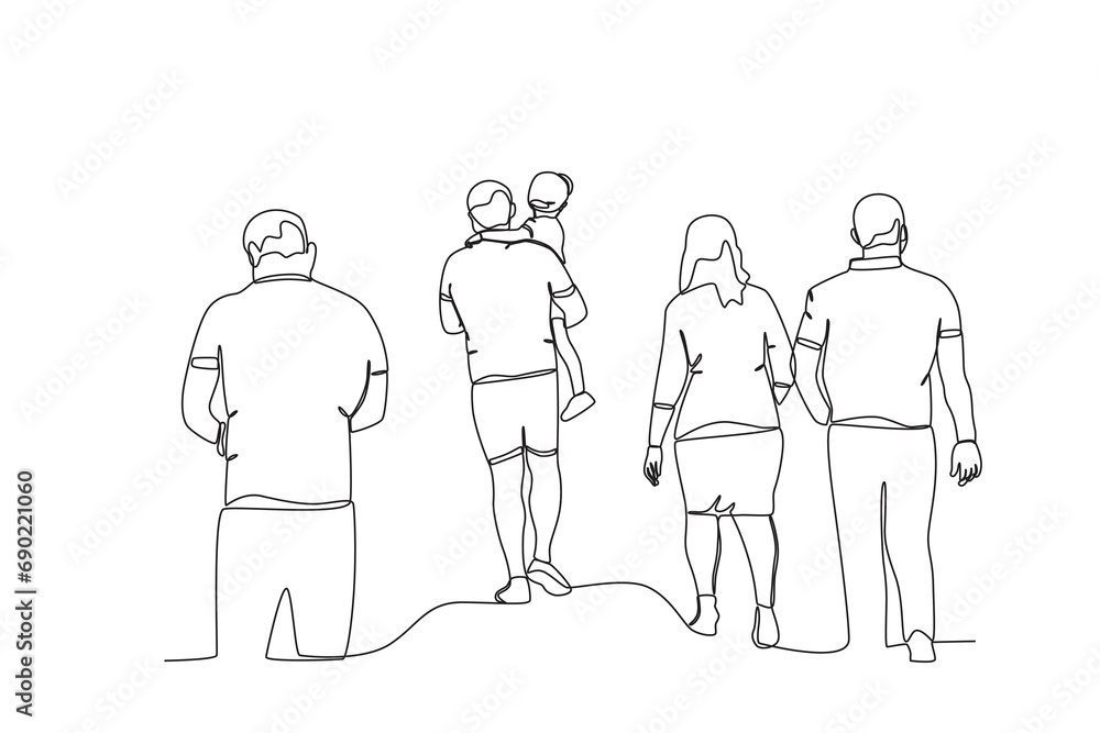 Single continuous line drawing of people on the street. outdoor crowd concept, vector illustration of male and female crowd
Single continuous line drawing of people on the street. outdoor crowd concept, vector illustration of male and female crowd