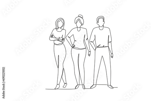 Single continuous line drawing of a group of people in style. outdoor crowd concept  vector illustration of male and female crowd 