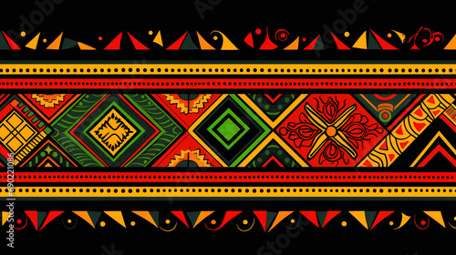 African art pattern on black background