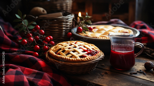 Homemade pastries on beautifully served table decorated in rustic style. Cozy home, tea time, food background © alexkich