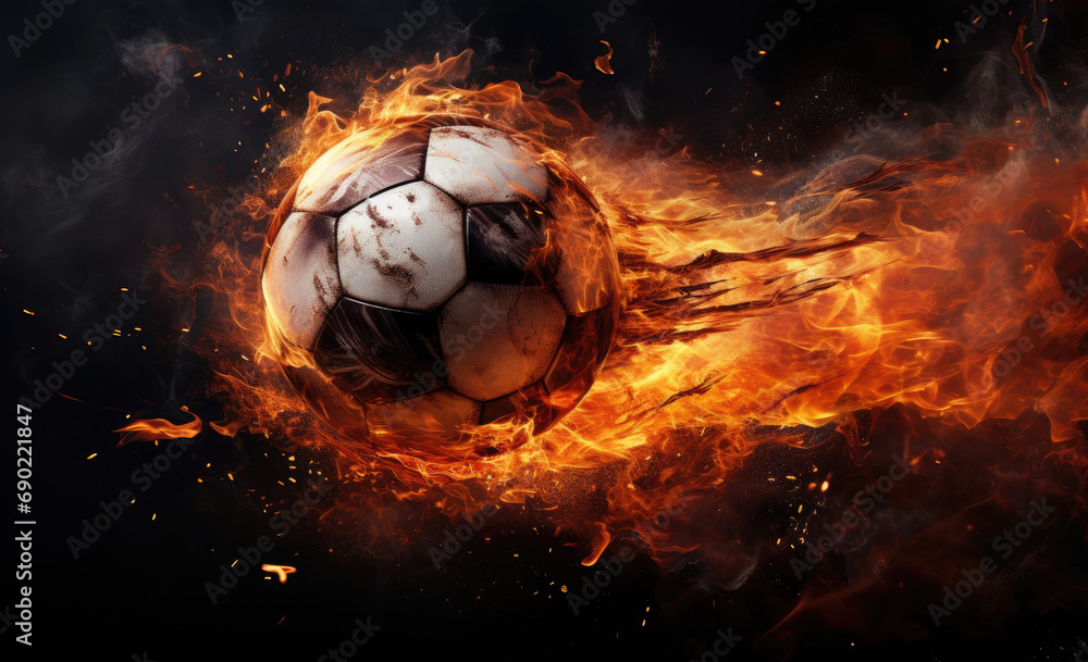 Fototapeta premium soccer ball in fire
