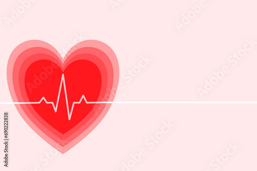 pink heart with heartbeat template