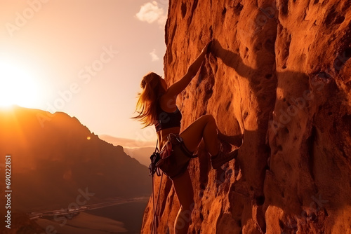 Rock Climber Scaling Daunting Cliffs © katobonsai