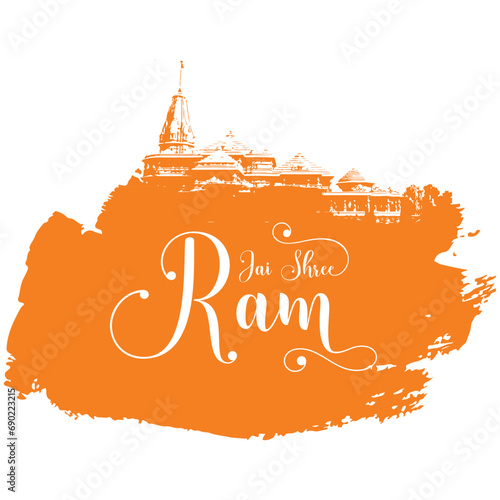 Illustration of English text- Jai Shree Ram, calligraphy Design For Happy Dusshera Festival and ram Navami, Ayodhya -Jai Sri ram