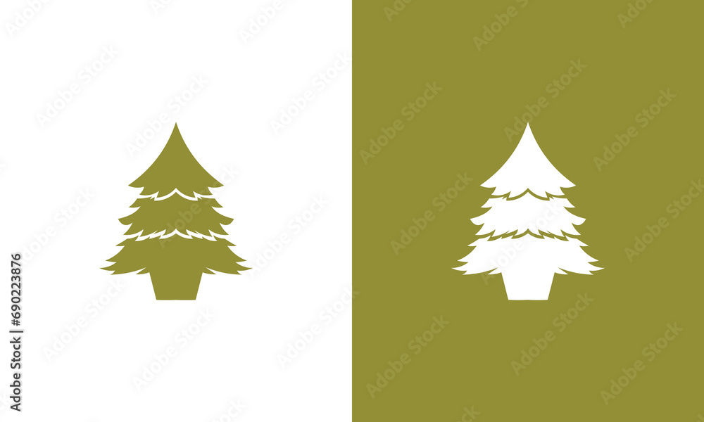 Obraz premium Christmas tree icon, simple vector design. Fir tree black symbol, isolated logo design