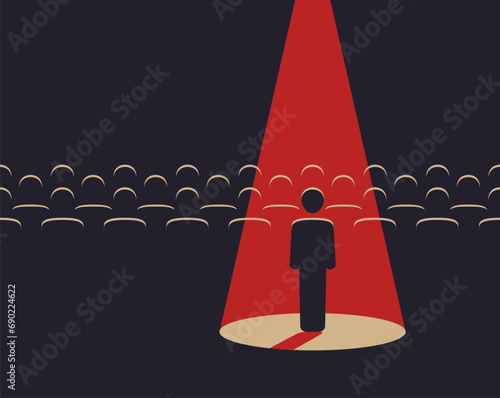 People row with selected one in spotlight