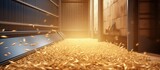 Loading process of wheat grain in elevator granary warehouse Agro manufacturing plant equipment Harvest time. Website header. Creative Banner. Copyspace image