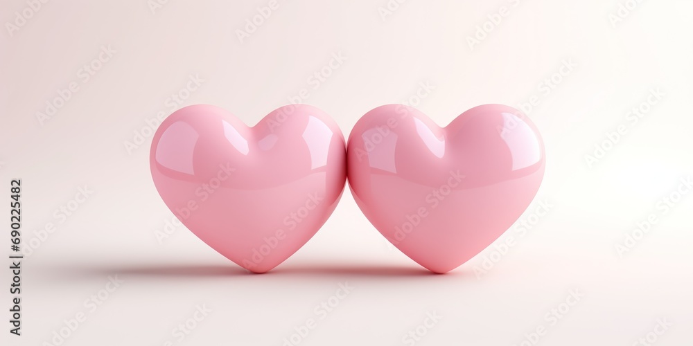 Twin hearts touch, their shared hue a symbol of connected souls.