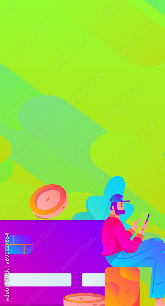 Fototapeta premium Internet financial management investment flat vector concept operation hand drawn illustration 