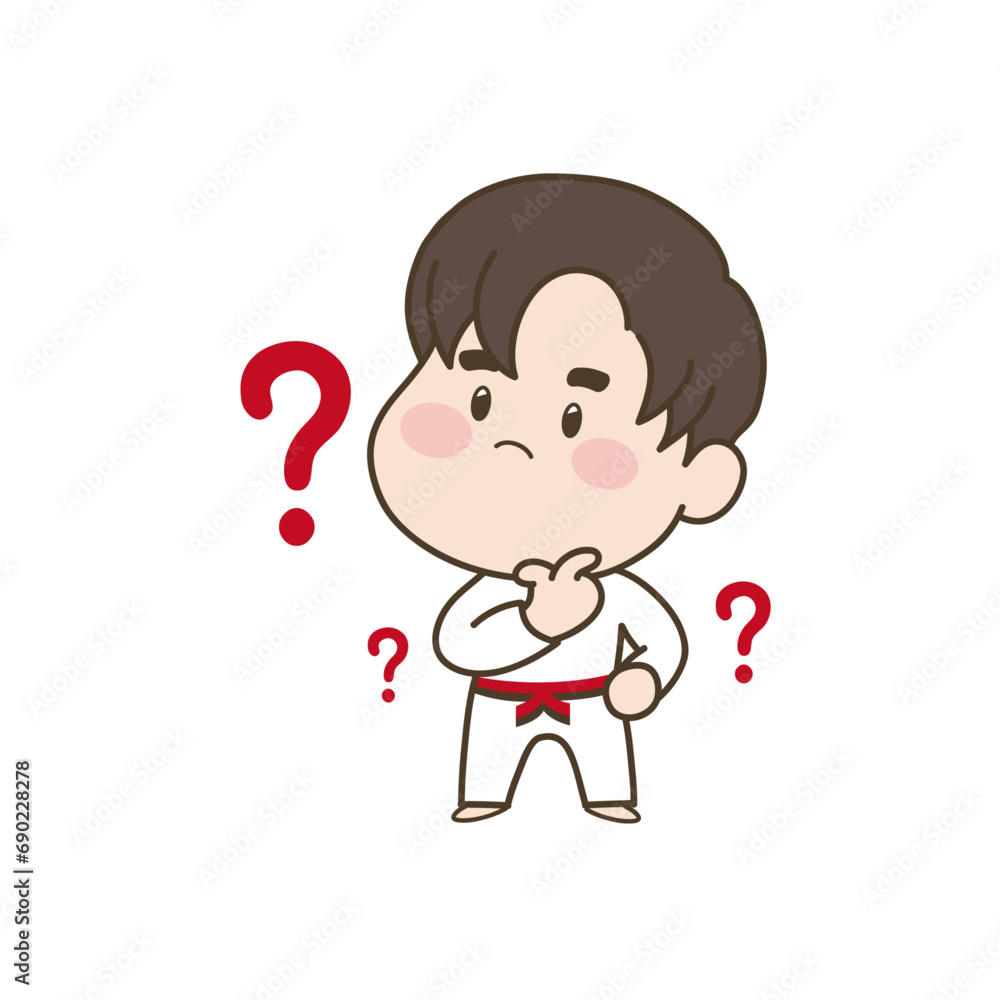 생각중인 태권도 소년 캐릭터