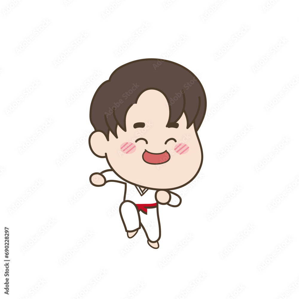 달리면서 웃고있는 태권도 소년 캐릭터 달리면서 웃고있는 태권도 소년 캐릭터