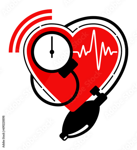 Blood pressure control icon with sphygmomanometer