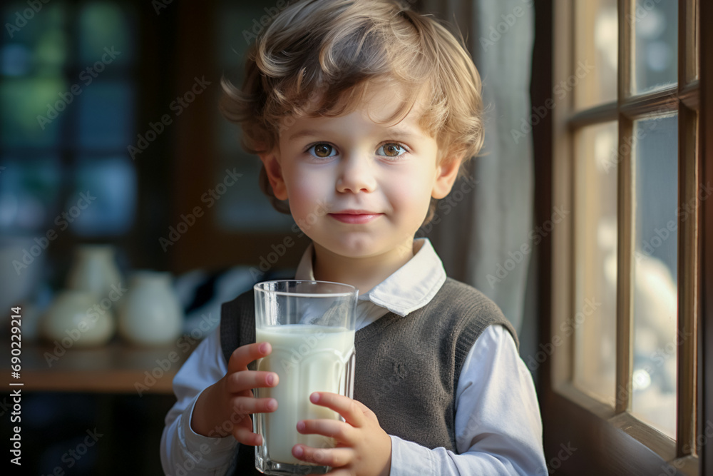 The mischievous man on the kitchen table enthusiastically drinks milk from a glass. Dairy products are essential for healthy growth and development of children. The mischievous man on the kitchen table enthusiastically drinks milk from a glass. Dairy products are essential for healthy growth and development of children.