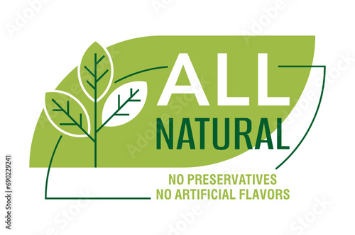 All Natural calligraphic horizontal label