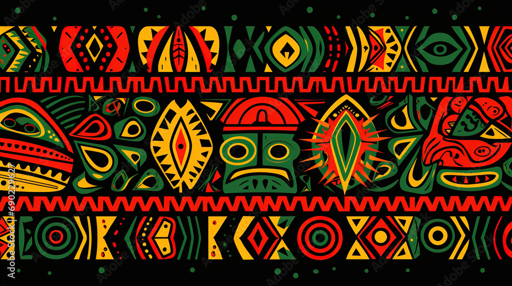 African art pattern on black background African art pattern on black background