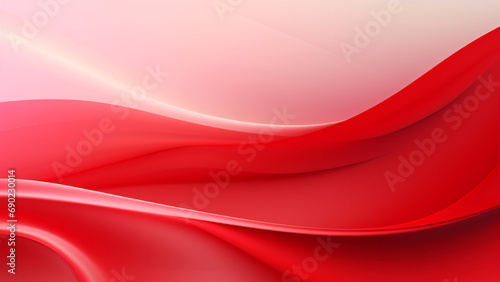 Abstract red waves design with smooth curves and soft shadows on clean modern background. Fluid gradient motion of dynamic lines on minimal backdrop