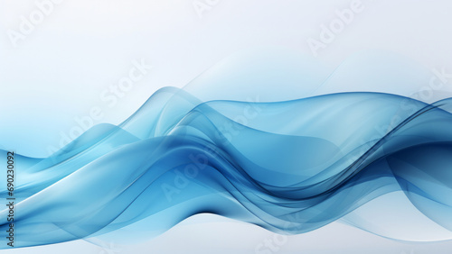 Abstract gentle light blue waves design with smooth curves and soft shadows on clean modern background. Fluid gradient motion of dynamic lines on minimal backdrop