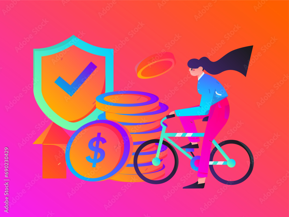 Fototapeta premium Internet financial management investment flat vector concept operation hand drawn illustration