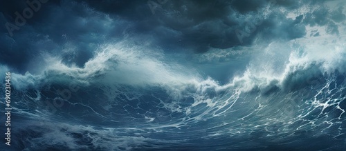 Ocean storm Storm waves in the open ocean Not a calm open sea. Website header. Creative Banner. Copyspace image