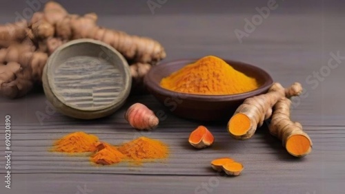 turmeric set on the table, cooking ingredients 