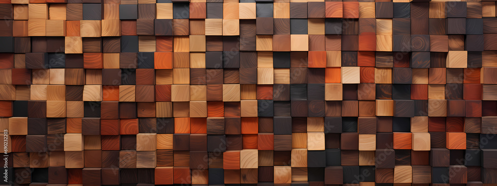 An artistic composition featuring an assortment of wood types