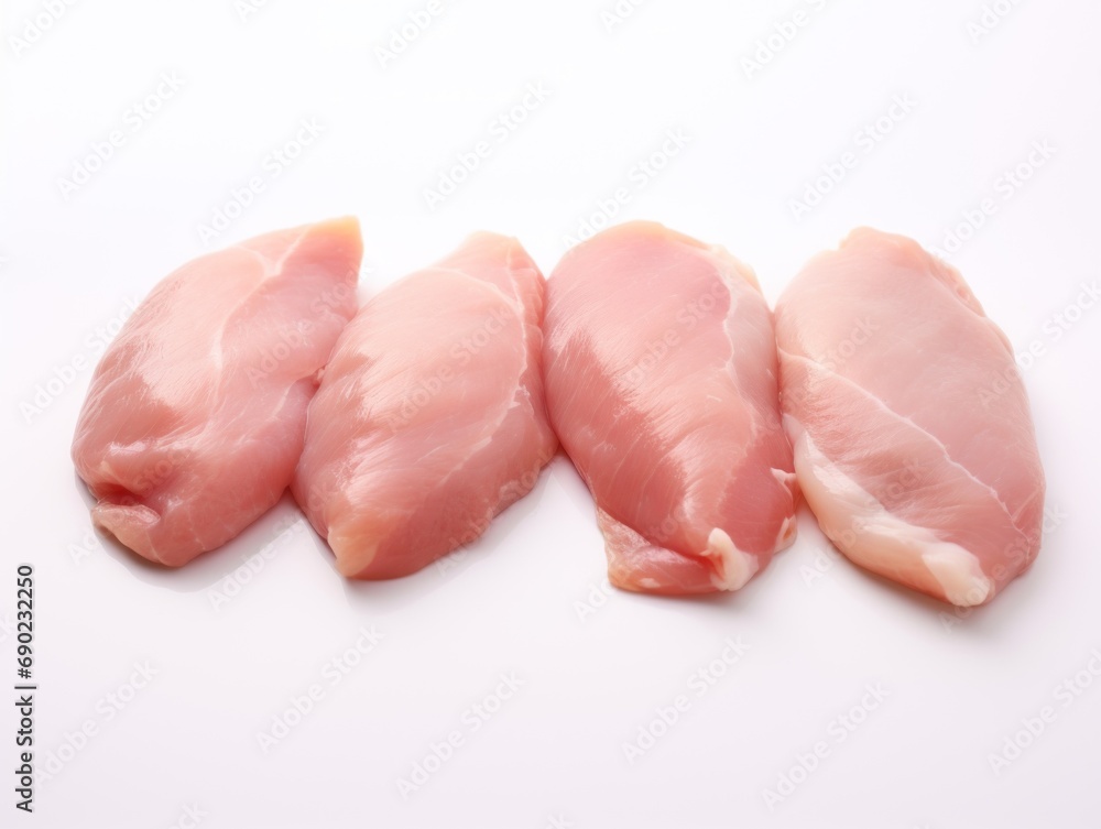 Boneless chicken breasts isolated on white background