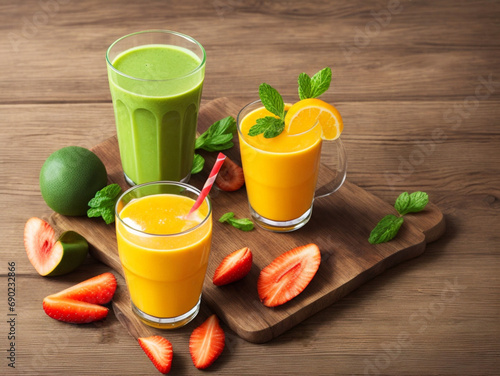 variety of healthy fruit smoothies