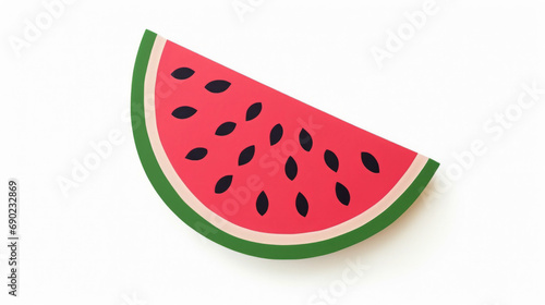 A watermelon fruit made of paper. Origami fruits. Fruits paper cut. Paper craft art Isolated on white background