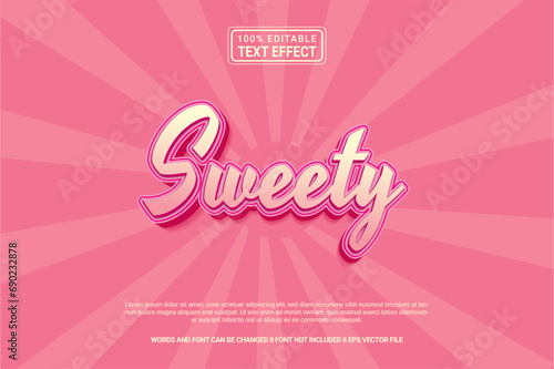 Editable text effect Sweety 3d cartoon template stlye modren premium vector 