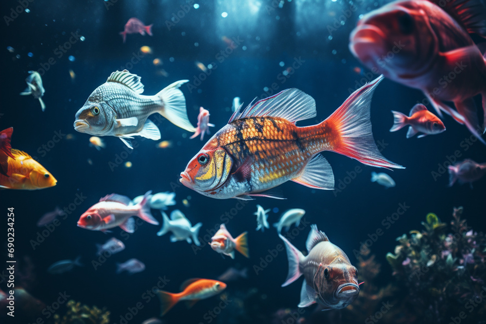 Fototapeta premium Assorted Fish Swimming Underwater