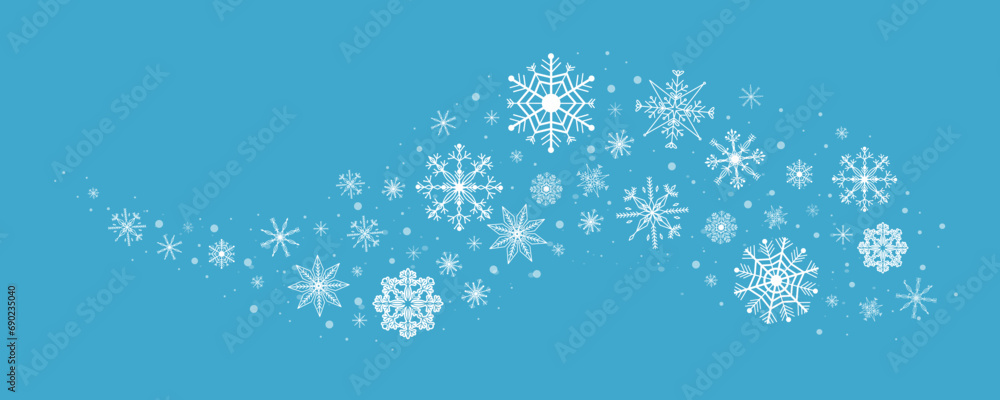 Wave snowflake swirl winter snow border ice decoration isolated. Holiday crystal curve shape design, magic ornament Wave snowflake swirl winter snow border ice decoration isolated. Holiday crystal curve shape design, magic ornament