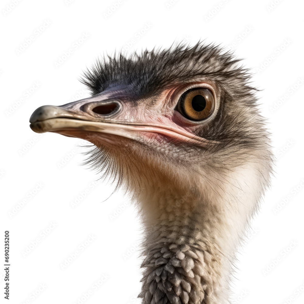 Face of a ostrich - Isolated, no background