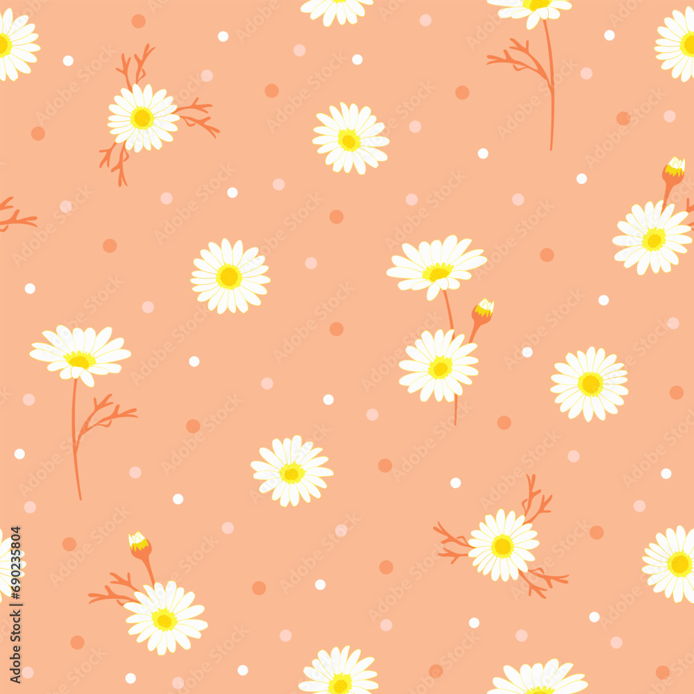 peach fuzz ditsy daisy seamless pattern. floral print polka dots background. good for fabric, fashion design, summer spring dress, pajama, textile, wallpaper, backdrop. peach fuzz ditsy daisy seamless pattern. floral print polka dots background. good for fabric, fashion design, summer spring dress, pajama, textile, wallpaper, backdrop.