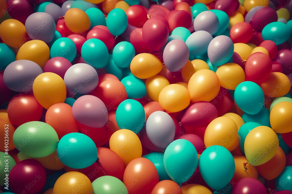 Multicolored balloons background. Full frame. AI generated Multicolored balloons background. Full frame. AI generated