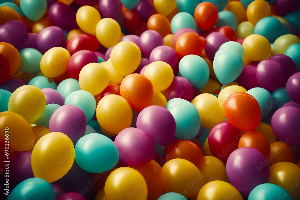 Multicolored balloons background. Full frame. AI generated Multicolored balloons background. Full frame. AI generated