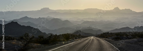 4K Image: Morning Light on Road to Desert Canyon - Scenic Landscape Photography