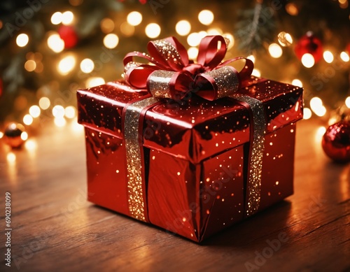 Sparkly red Christmas present box