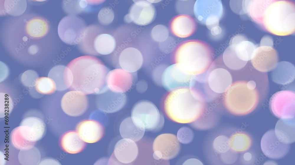 Blurred bokeh soft lights background. Delicate pastel pink and purple colors. Romantic backdrop. Christmas and New Year glowing light bokeh , confetti and sparkle.