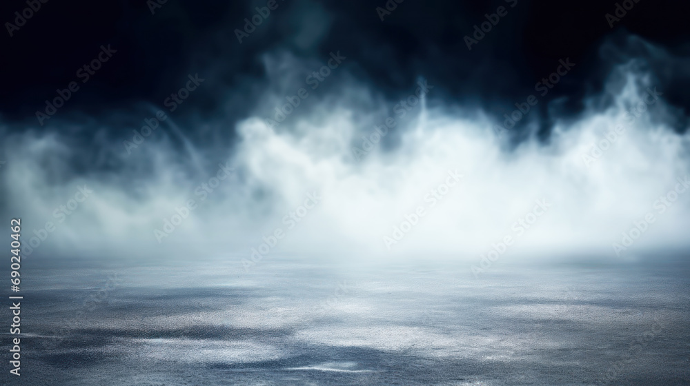 Floor with smoke and fog in the background. Abstract spooky Halloween scene.