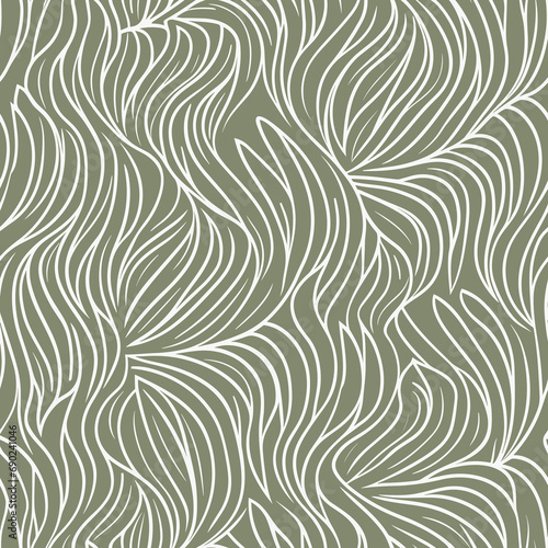 Olive  Color Leaves Seamless Pattern Illustration