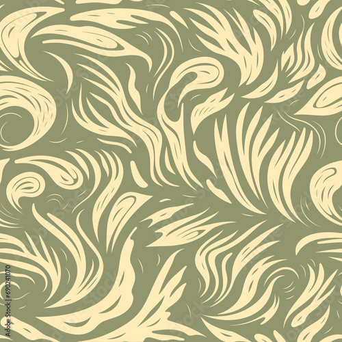 Olive  Color Leaves Seamless Pattern Illustration