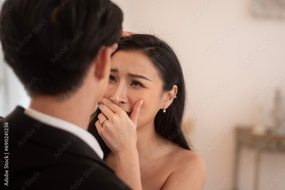 Bride's tears of happiness during wedding ceremony, Love ,Romantic and wedding proposal concept. Bride's tears of happiness during wedding ceremony, Love ,Romantic and wedding proposal concept.