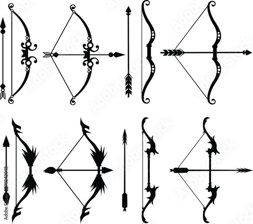 Bows and arrows silhouettes photo