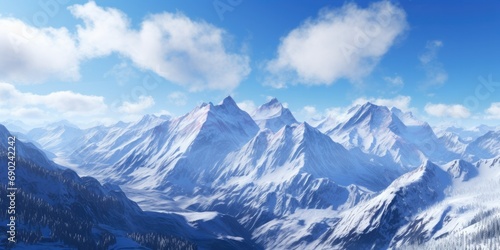 Peaks Beckon - Desktop Journey to Majestic Mountains and Tranquil Valleys - Virtual Alpine Serenity © SurfacePatterns