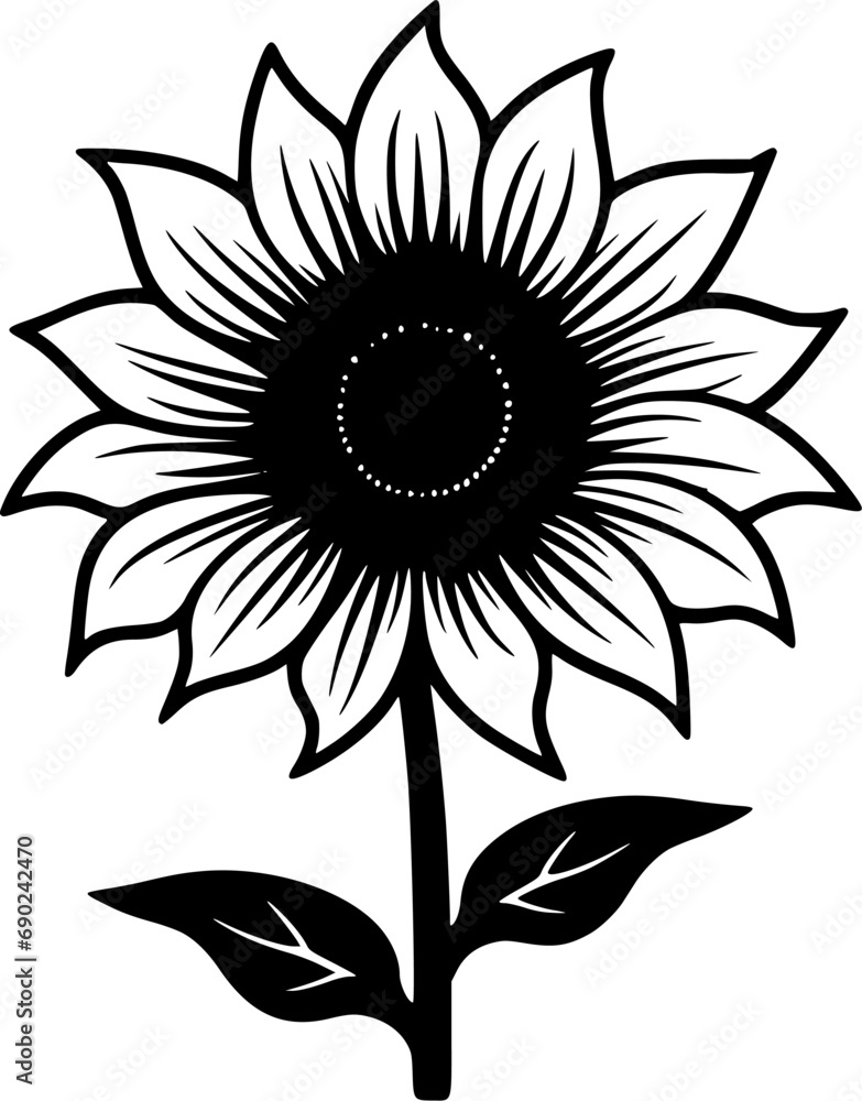 Sunflower | Black and White Vector illustration Sunflower | Black and White Vector illustration