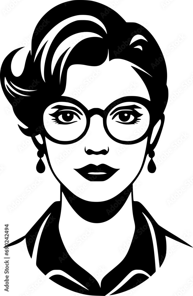 Teacher | Black and White Vector illustration Teacher | Black and White Vector illustration
