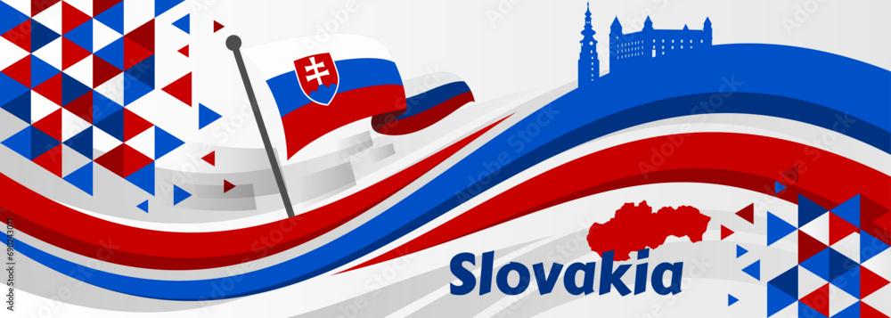 Obraz premium national flag Slovakia on background with National day banner
