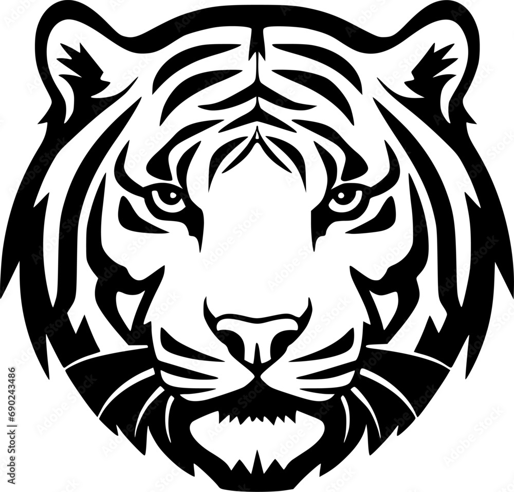 Tiger | Black and White Vector illustration Tiger | Black and White Vector illustration